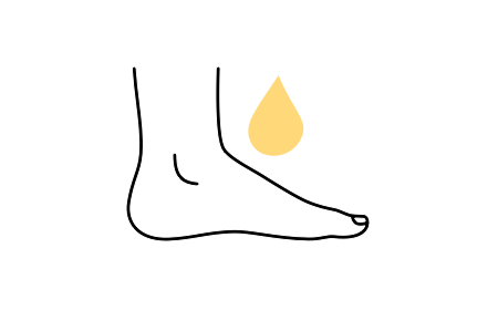 Foot with yellow water drop