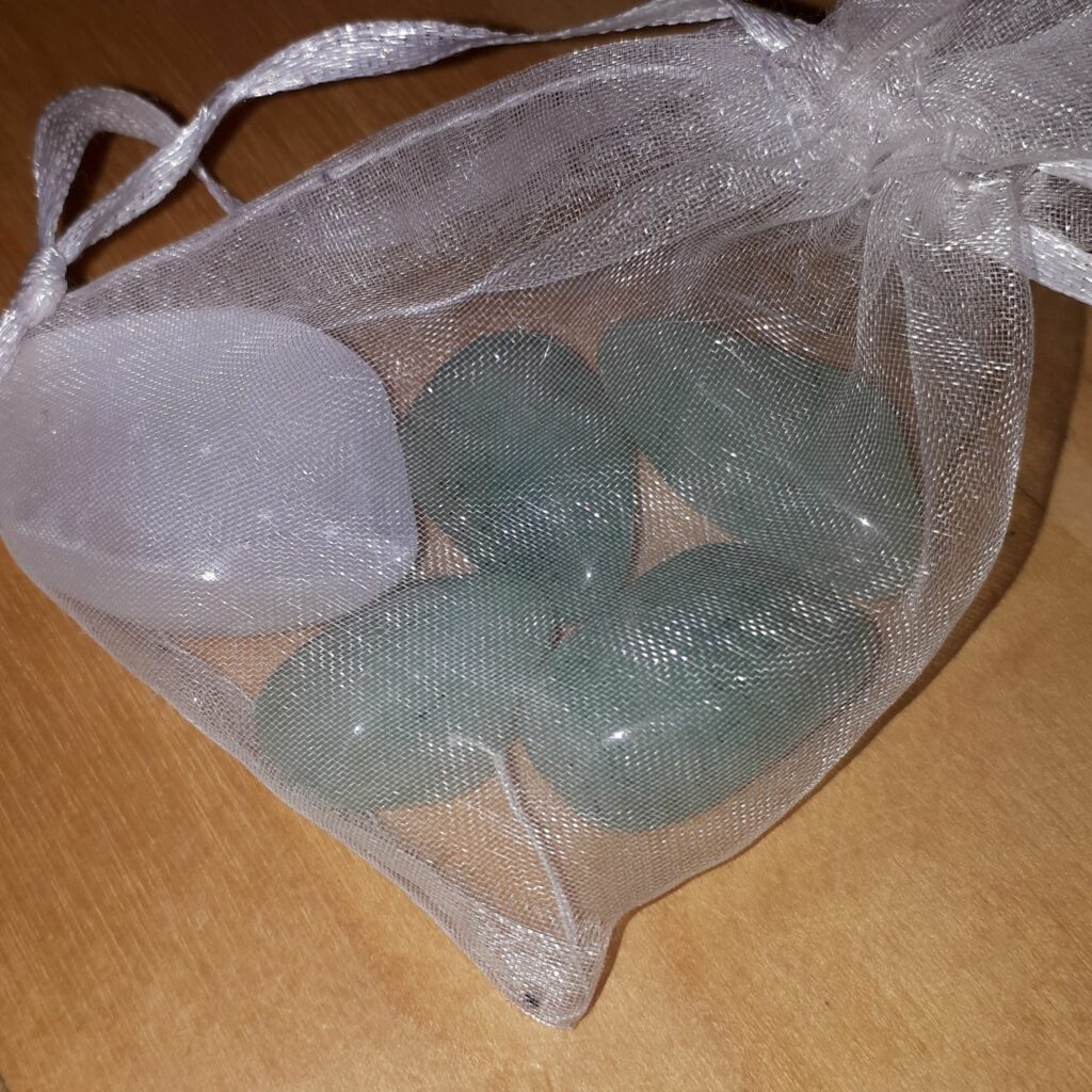 picture of 4 pieces of Green Aventurine and 1 piece of Selenite
