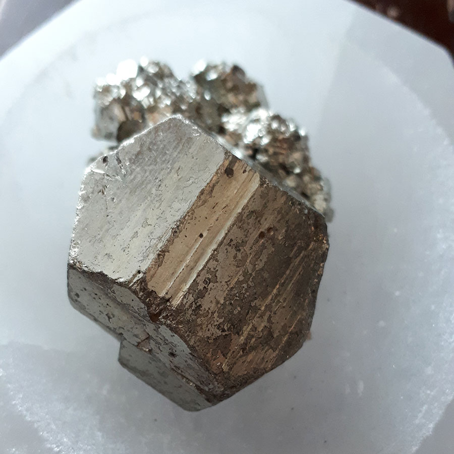 Pyrite on selenite