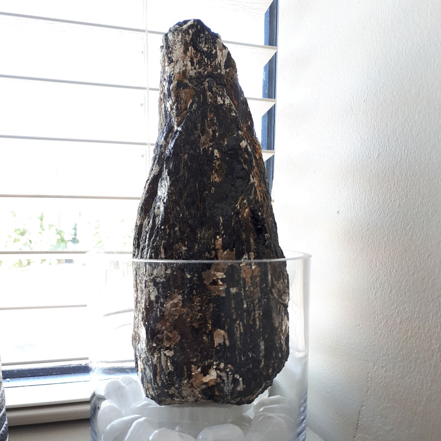 Black Tourmaline on Selenite for EMF protection